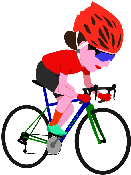 自転車のロードレースに挑戦している女性のイラスト