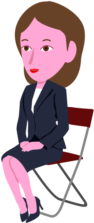椅子に座って面接を受けている女性のイラスト