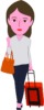 キャリーバッグを引いて歩いている女性のイラスト