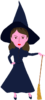 ハロウィンで魔女に扮した女性のイラスト