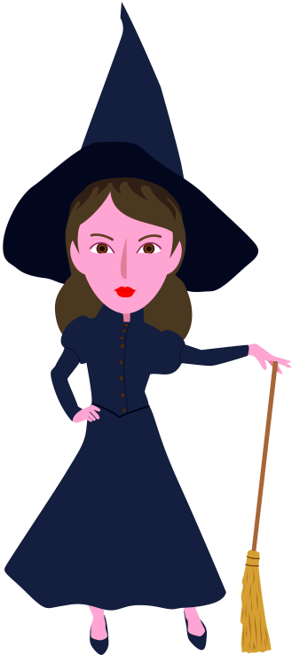 ハロウィンで魔女に扮した女性のイラスト