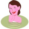 美肌の湯に入っている女性のイラスト