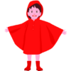 赤いレインポンチョを着ている女の子のイラスト