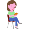 椅子に腰かけて本を読んでいる女性のイラスト