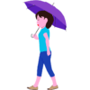 傘をさして歩いている女性のイラスト