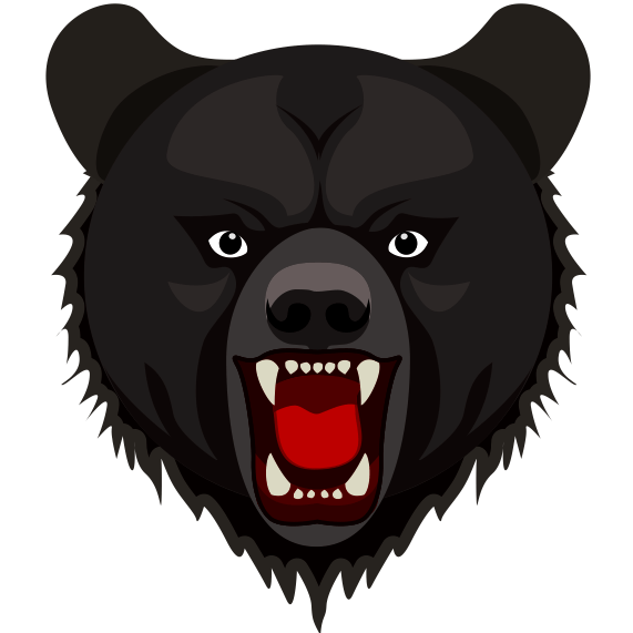 牙を剥いて威嚇しているクマの顔のイラスト