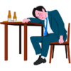 居酒屋で酩酊している若いサラリーマン男性のイラスト