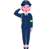 敬礼している笑顔の女性警察官のイラスト