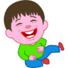 お腹を抱えて笑い転がる男の子のイラスト