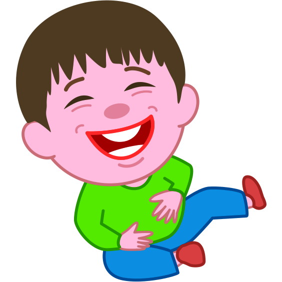 お腹を抱えて笑い転がる男の子のイラスト