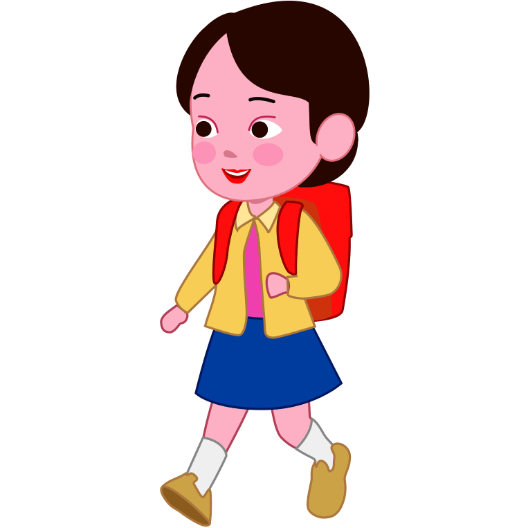 元気に通学する小学生の女の子のイラスト