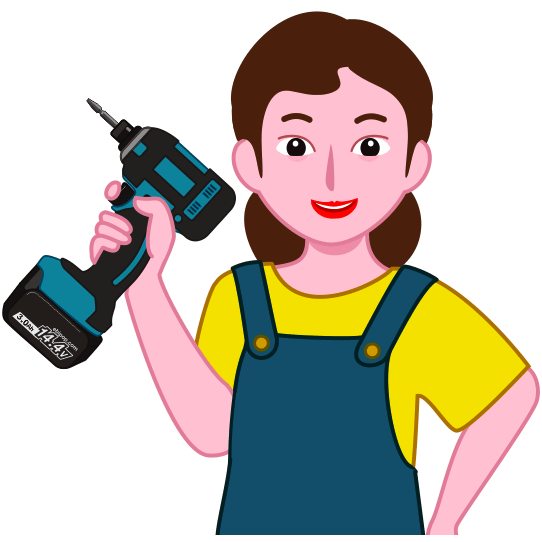 大好きな電動工具を持ったDIY女子のイラスト
