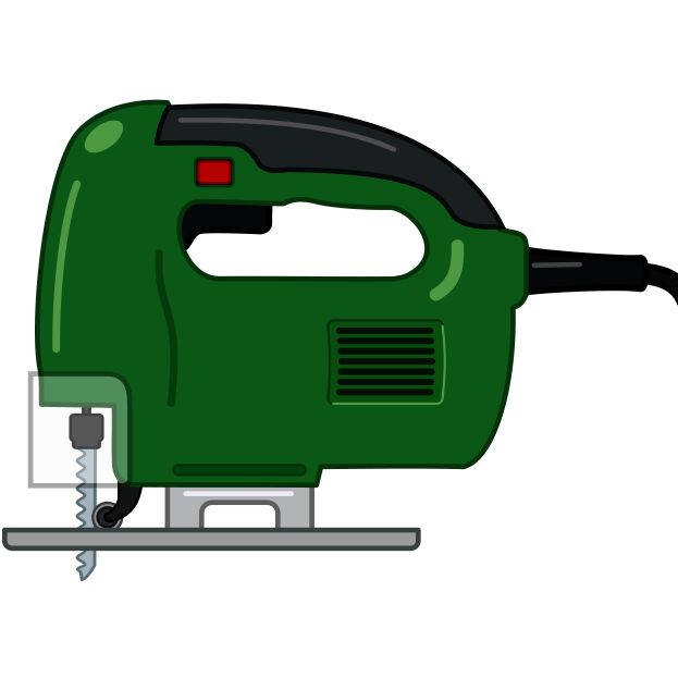 DIYからプロの現場まで幅広く使われている電動ジグソーのイラスト