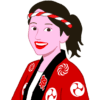 法被にねじり鉢巻き姿のお祭り女子のイラスト