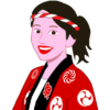 法被にねじり鉢巻き姿のお祭り女子のイラスト