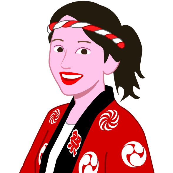 法被にねじり鉢巻き姿のお祭り女子のイラスト