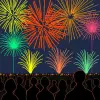 夜空を彩る祭りの花火のイラスト