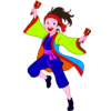鳴子を鳴らしてよさこいソーランを踊っている女性のイラスト