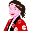 法被にねじり鉢巻き姿のお祭り女子のイラスト