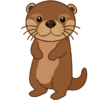 ちょこんと立っている可愛いカワウソのイラスト