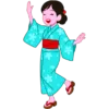 浴衣を着て踊っている若い女性のイラスト