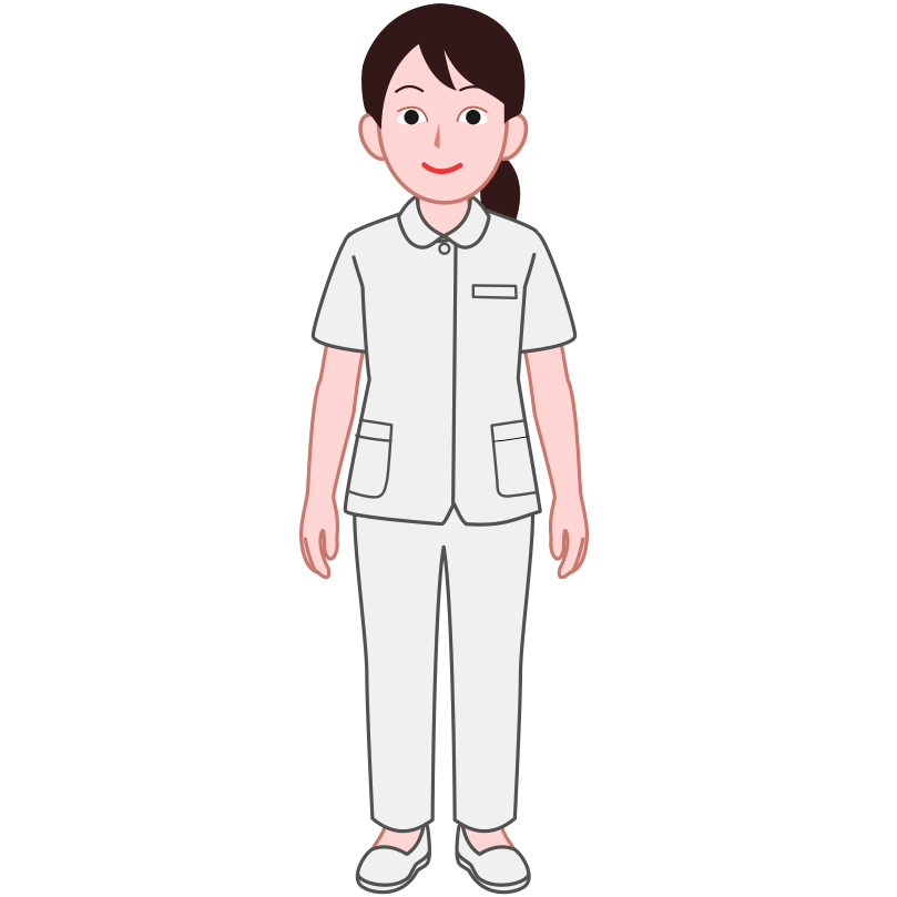 ユニフォームを着た笑顔の女性介護士のイラスト