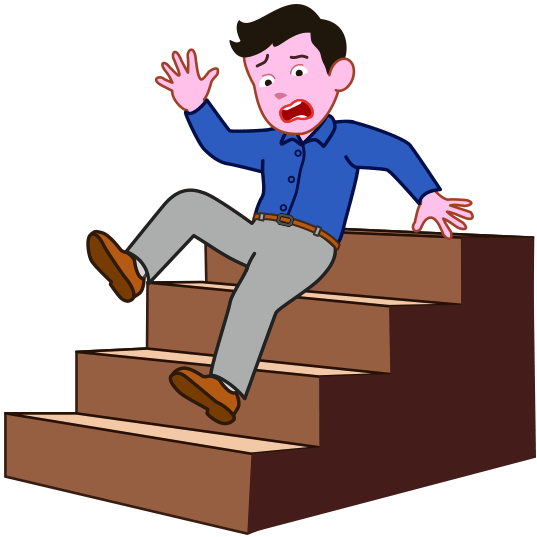 階段で足を踏み外して転落しそうな男性のイラスト
