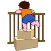 幼児の危険行動・ベランダの柵を乗り越えようとする子どものイラスト