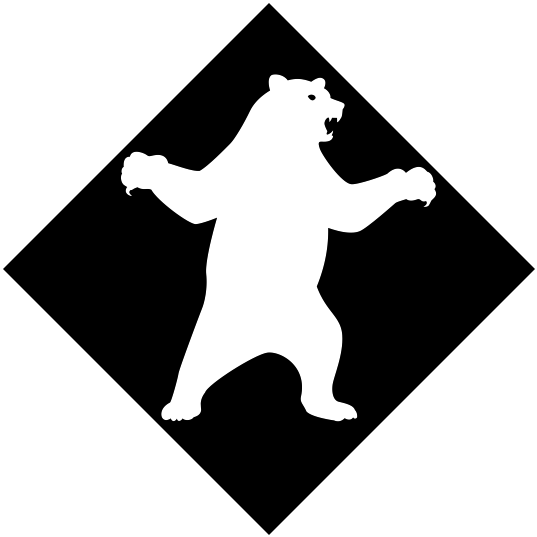 クマに対する「注意喚起サイン」のイラスト・黒地に図は白抜き