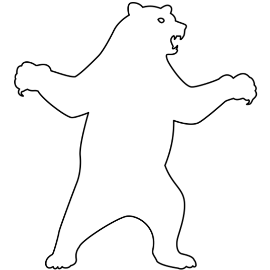 クマに対する「注意喚起サイン」のイラスト・白図に黒罫線