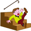 階段で足がもつれて転落した老人のイラスト