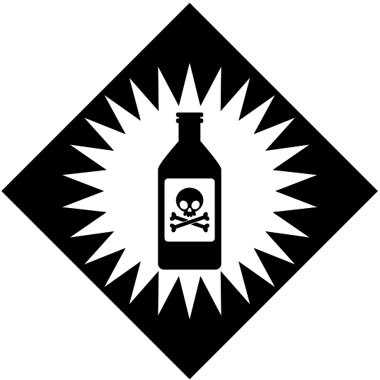 有毒物質危険「注意喚起サイン」のイラスト・図は黒ベタに白抜き