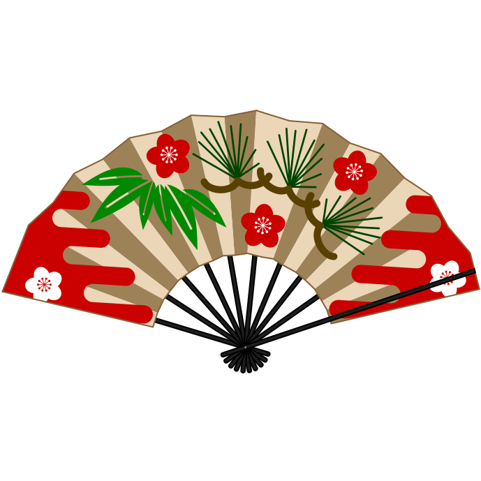 きらびやかなお正月の飾り扇子のイラスト