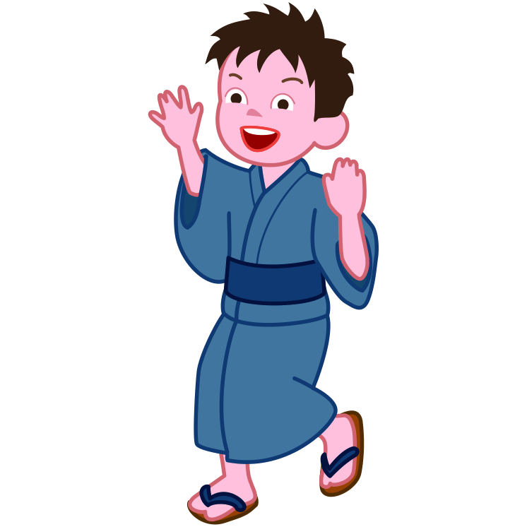 夏祭り・花火大会に！元気いっぱいな浴衣姿の男の子のイラスト