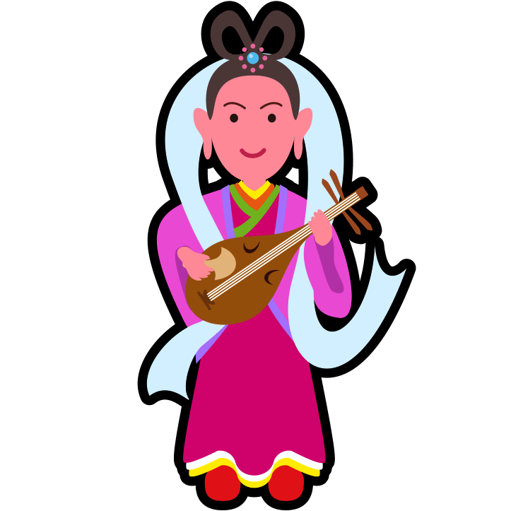 正月に福を呼ぶ！琵琶を奏でる弁財天様のアイコンイラスト