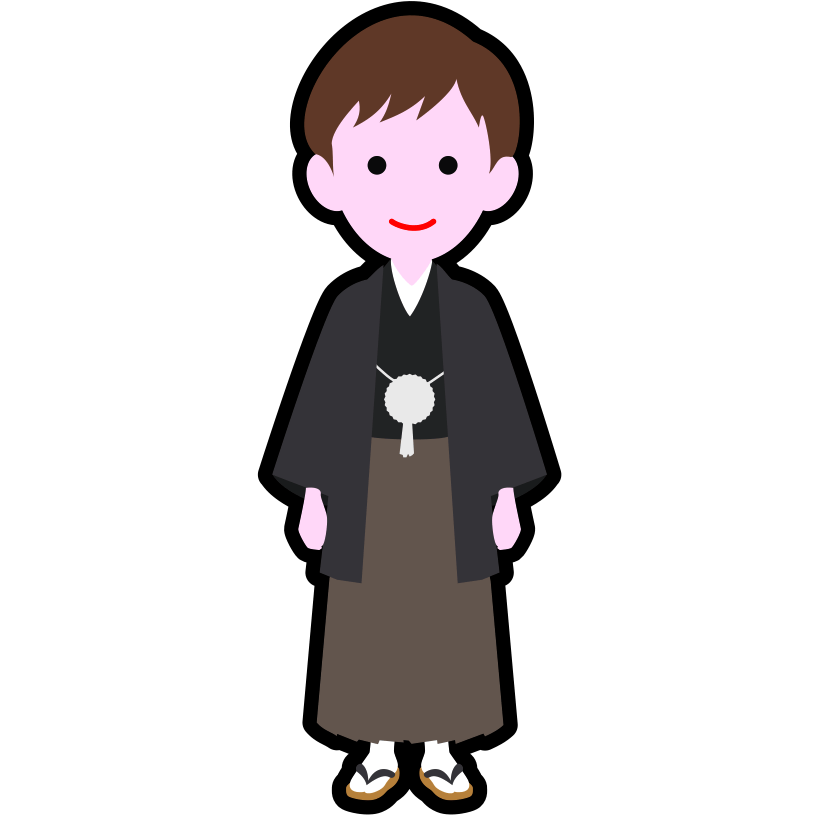 【無料】お正月・七五三に!羽織袴姿の少年のアイコン素材