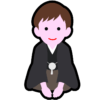 【無料/商用可】新年の挨拶アイコン：羽織袴姿の少年（お辞儀・和風・PNG）