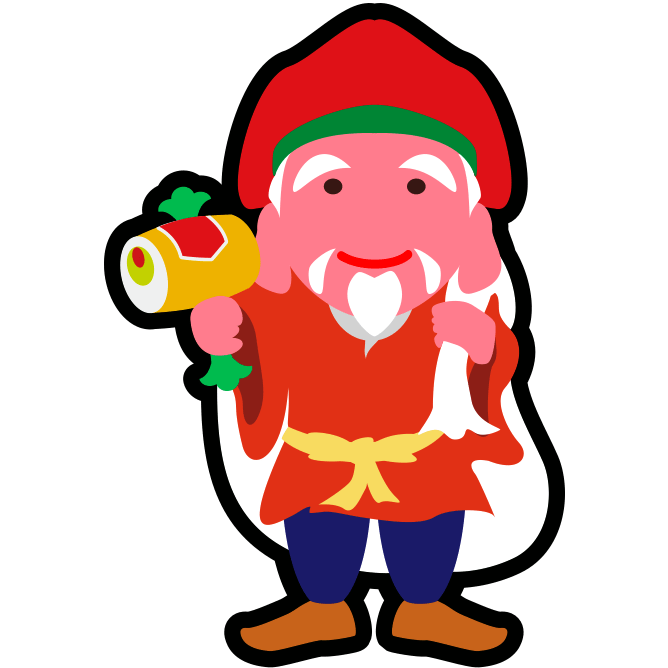 日本の七福神の一人である大黒天（だいこくてん）のアイコン素材