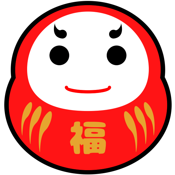 新年に福を呼ぶかわいい福だるまのアイコンイラスト素材