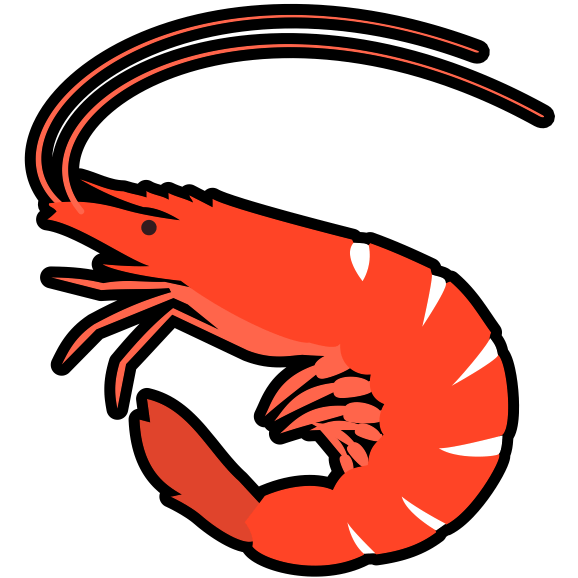 おせち料理の食材として人気が高い縁起物の海老（エビ）のアイコン