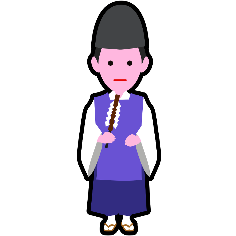 正月の神社や初詣や祭事に最適な神主のアイコンイラスト