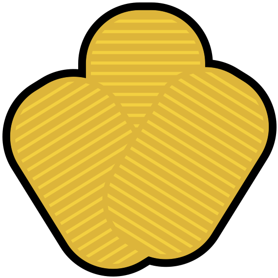 黄金色の小判が3枚、互い違いに重なっているアイコン