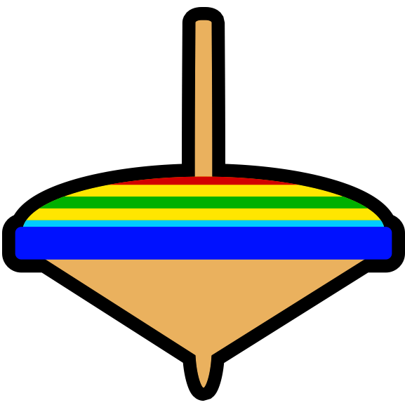 幸運や繁栄を願う正月の縁起ものである独楽のアイコン