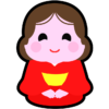 にこやかで、ふっくらと福々しいお福さんのアイコン