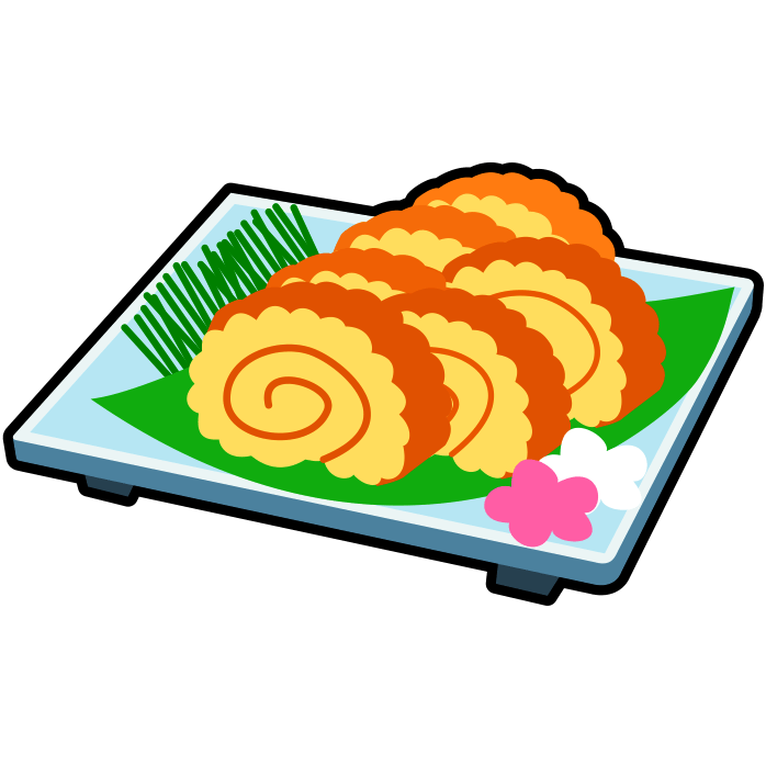 日本の正月料理（おせち料理）に欠かせない「伊達巻（だてまき）」のアイコン