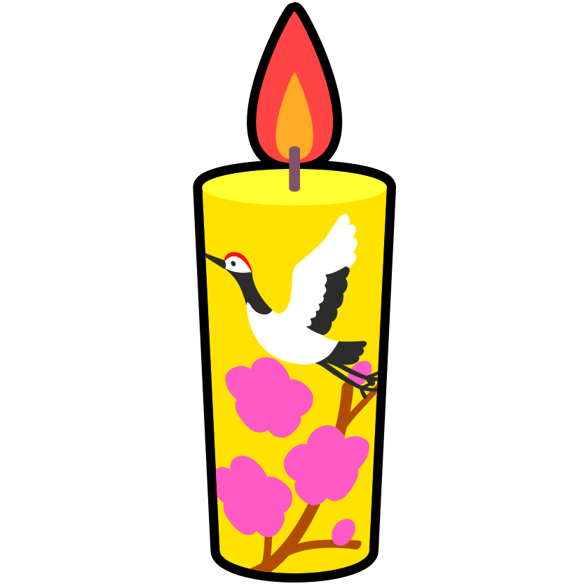 正月に彩を添える華やかな絵蝋燭のアイコン