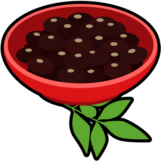 正月用に縁起の良いナンテンの葉を添えた黒豆のアイコン