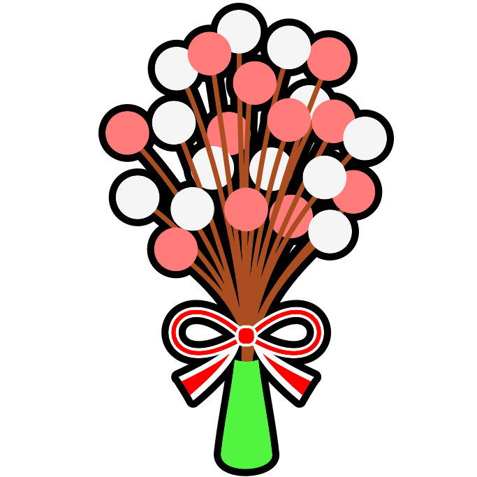 正月飾りで使う紅白の餅玉のアイコン