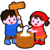 餅つきをする子どものアイコン素材｜お正月・冬の行事・保育・フリー素材