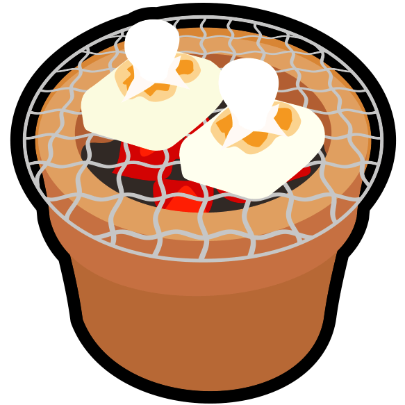正月に炭火で餅を焼いているアイコン
